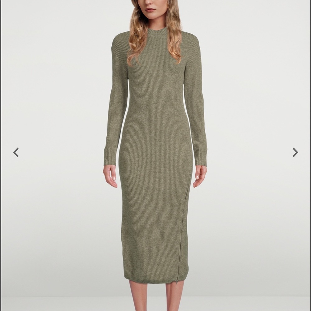 New Naadam melange ribbed knit wool cashmere blend midi sweater dress size M